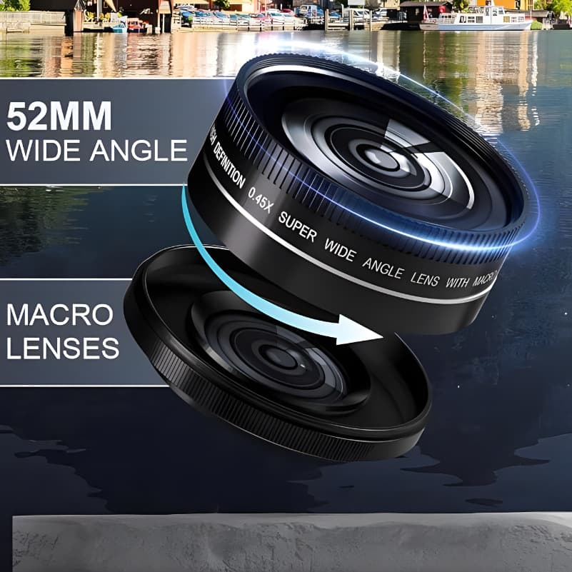 In-Stock Digital Camera 52MM Wide Angle Macro Lens, HD Distortion-Free Professional 52MM Add-On