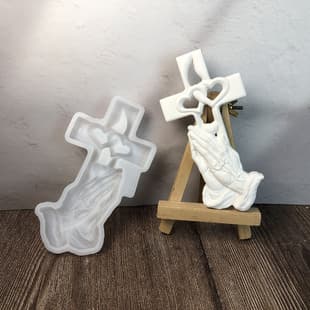 X1711 Hands Heart Cross Wall Hanging Decorative Cement Plaster Mold DIY Silicone Mold