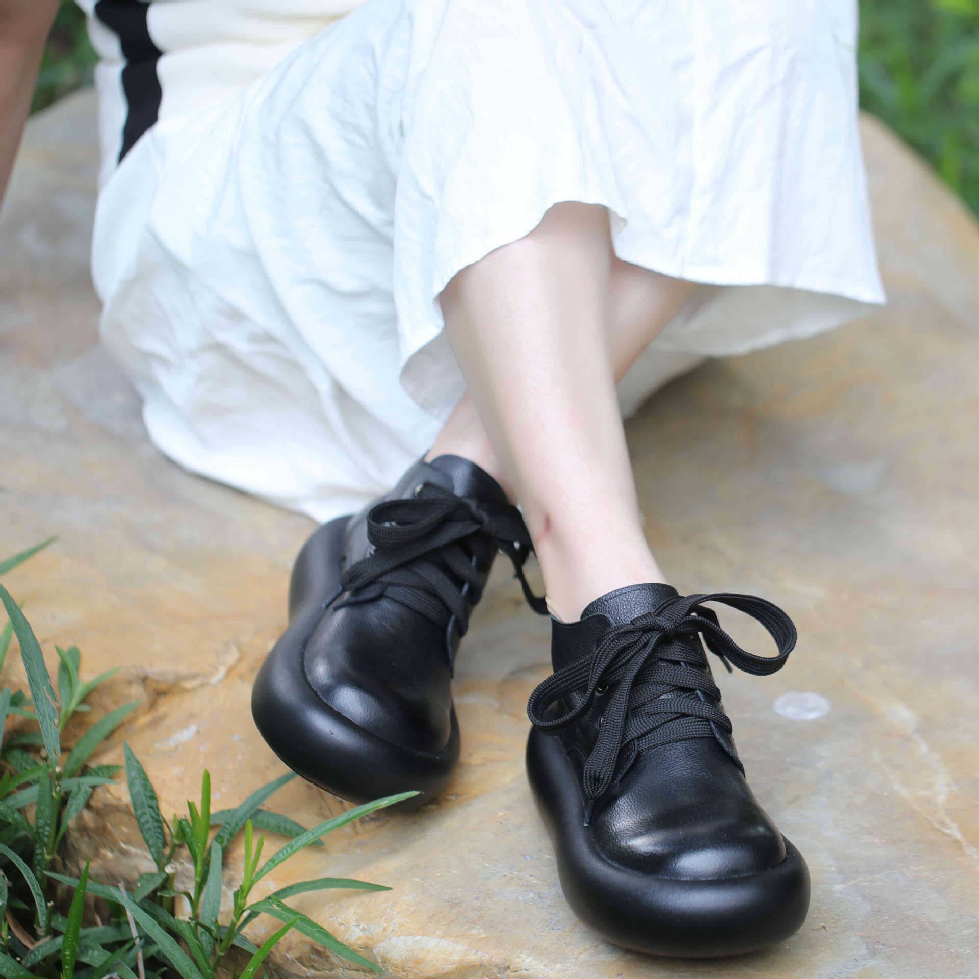 Guangzhou Literary Ugly-Cute Retro Cowhide Leather Shoes Big Head Shoes 666-30