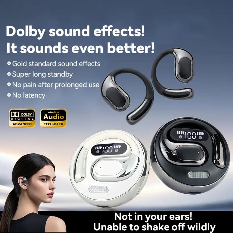 Cross-Border New Wireless Bluetooth Earphones, Open-Ear Design, OWS Noise Reduction, High-Quality Sound, Sports, Long Battery Life, Smart Features