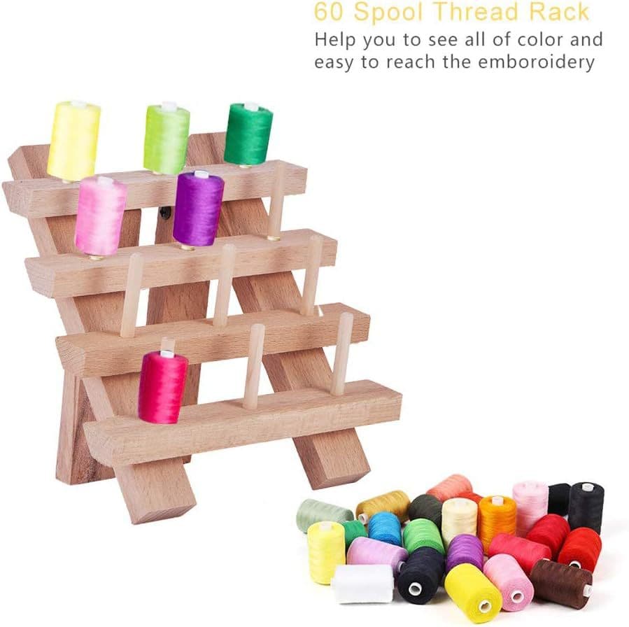 Wooden Thread Stand Sewing Embroidery Thread Holder Sewing Organization Thread Pack Storage Rack Sewing Embroidery Thread Wooden Stand