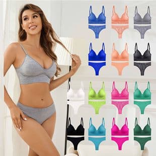 Export European and American Beautiful Back Bra Set, Shockproof Sports Yoga Vest Thong Bra Set, Adjustable Strap Wrap Bust