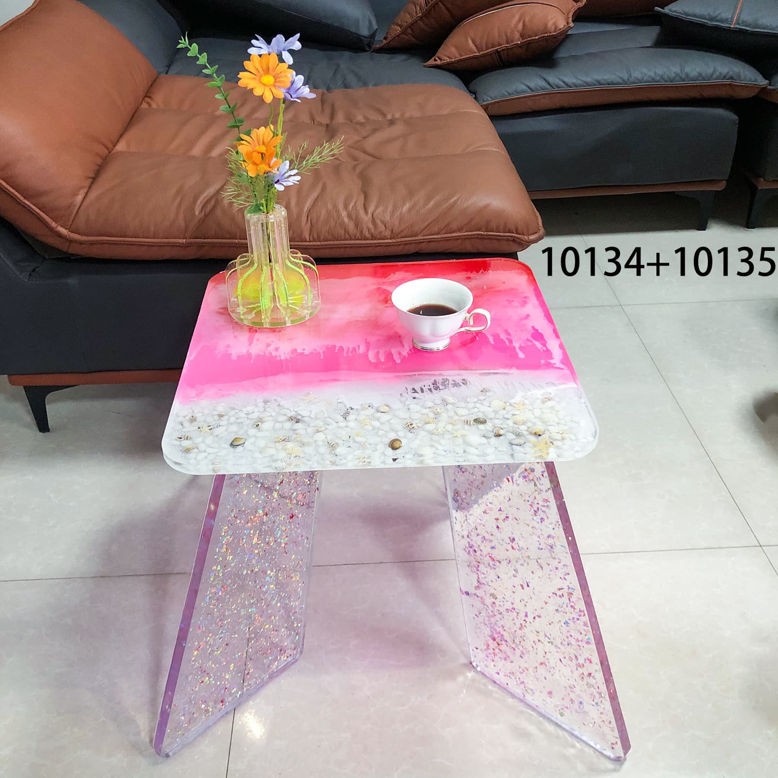 DIY Quicksand Table Crystal Epoxy Mold Simple Modern Creative Small Table Silicone Mold 10134+10135