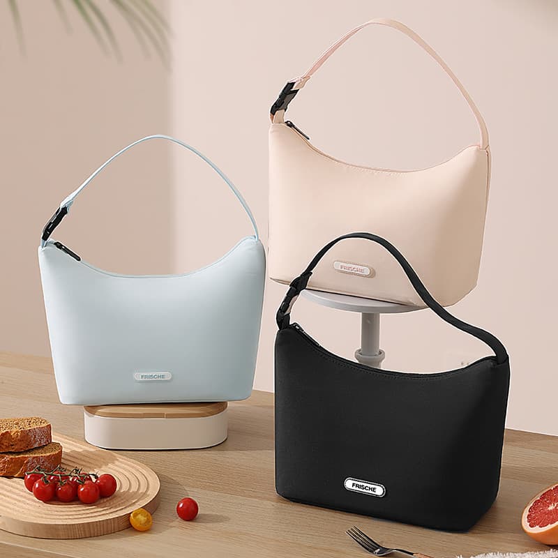 Runhui's new California curved mouth portable lunch bag for work and commuting portable lunch box bag Oxford cloth lunch bag ice bag