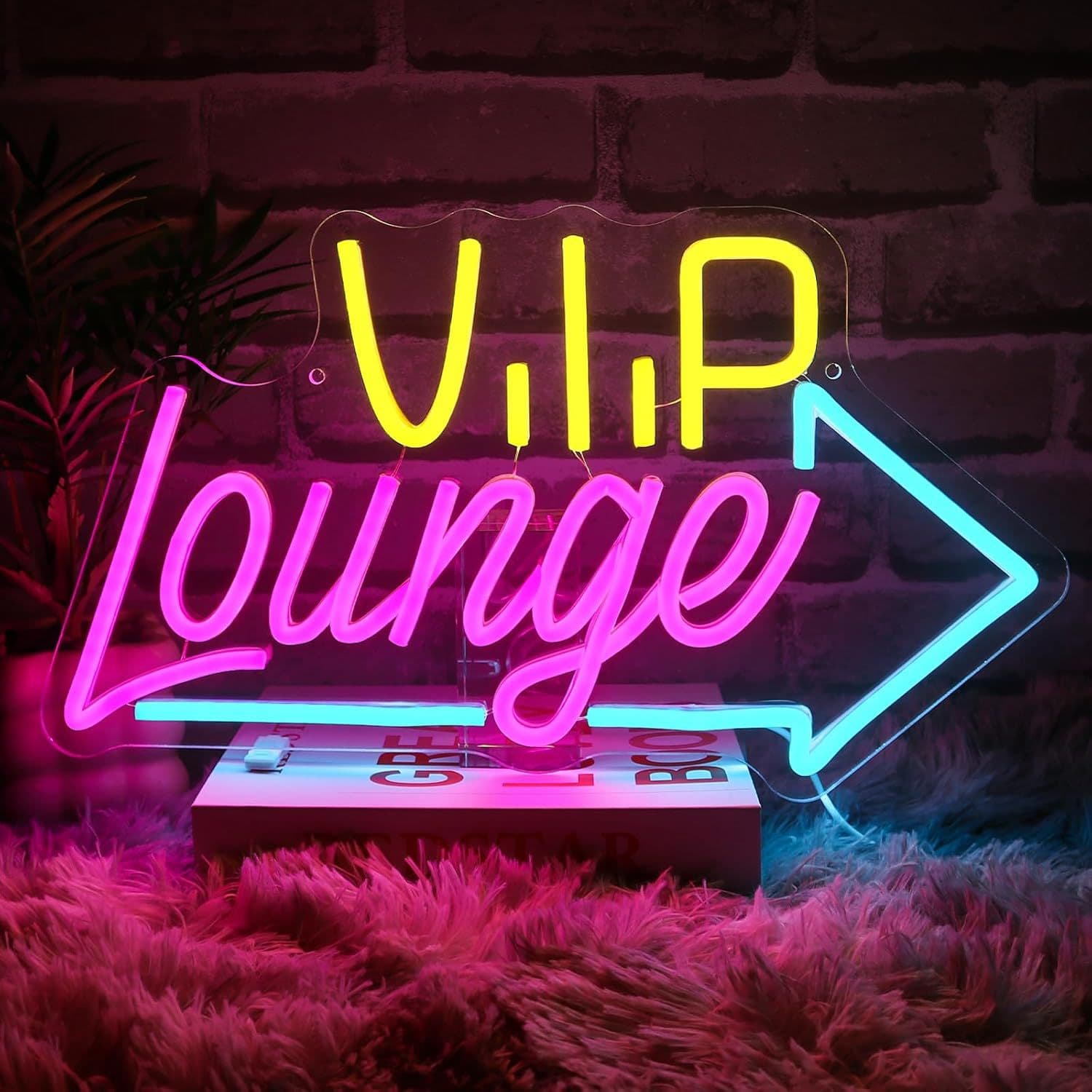 Folkive Vip Lounge Neon Light for Wall Decoration Dimmable Vip Led Sign Suitable
