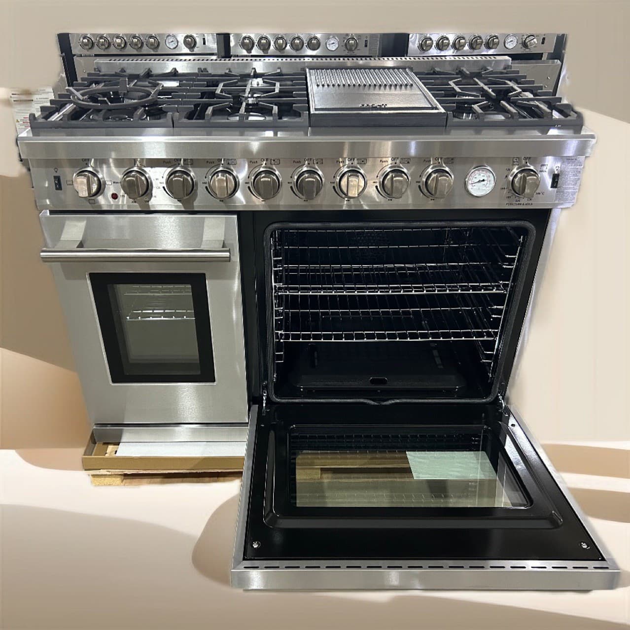 48-inch (1220mm) x 1.22-meter (long) 7-burner gas stove with oven, independent standing/vertical/integrated design