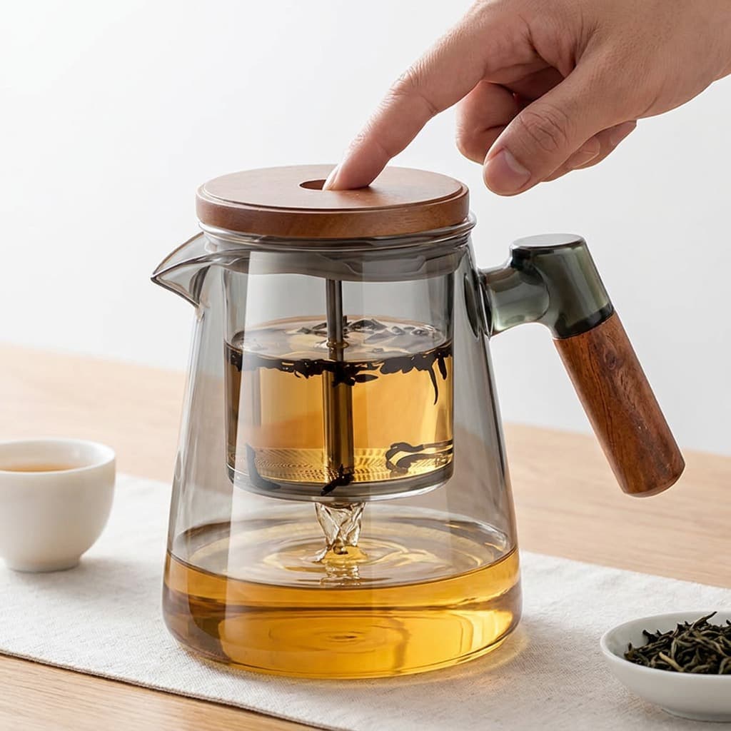 High-end thickened elegant cup glass liner teapot one-touch tea water separation teapot new household tea set