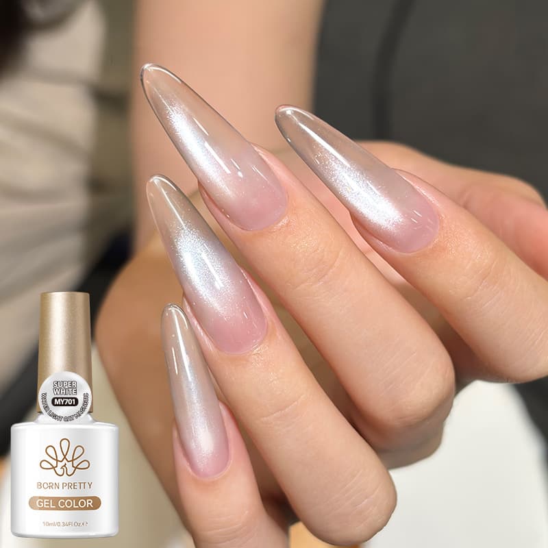 BORN PRETTY Nail Art Clear Glass Bead Cat Eye Gel, Sheer Versatile Fine Magnetic Powder Gel Polish