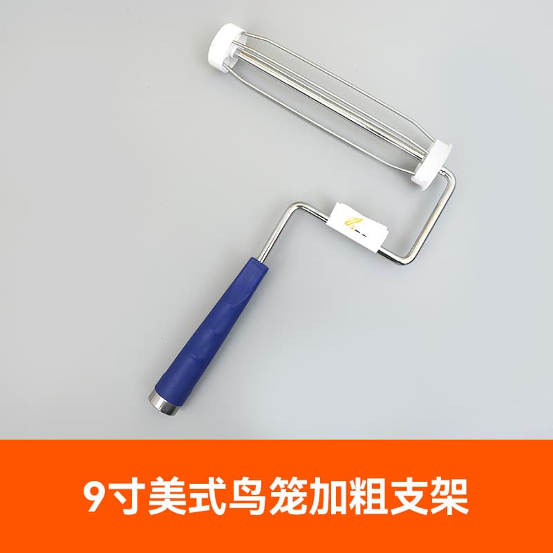 Various sizes of American-style roller stands for painting tools, birdcage rollers, brush bristle covers, lantern brushes, and paintbrushes.