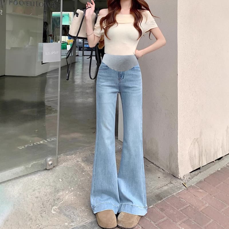 Pregnancy Pants Spring Summer Flare Jeans for Women Thin Style 2025 New Non-Compressive Belly Leggings