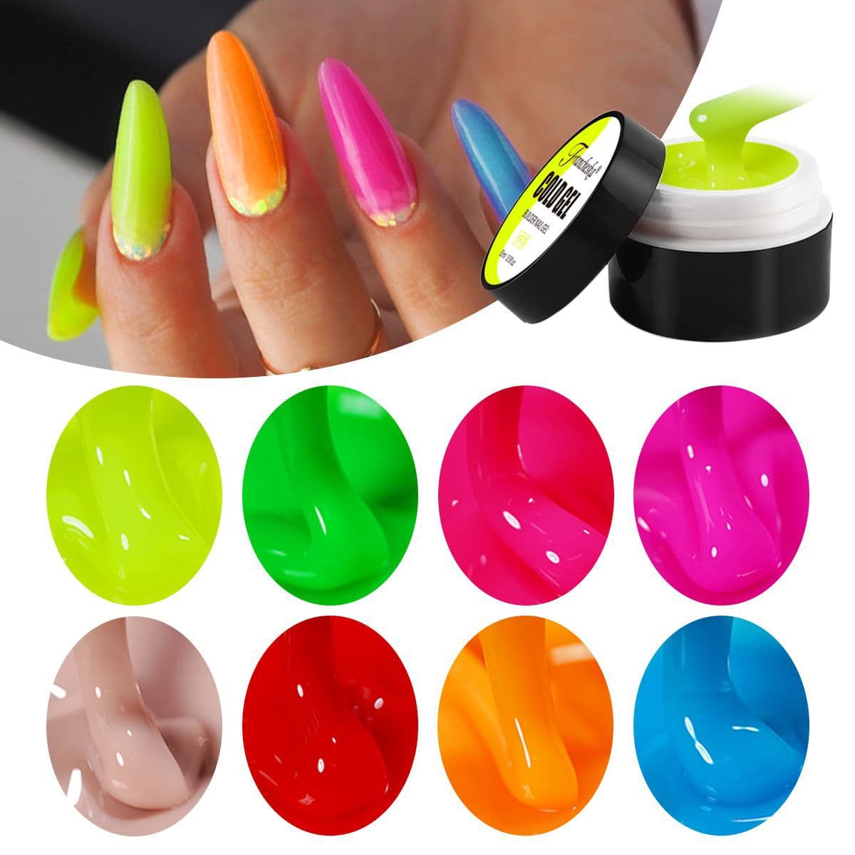 Cross-Border Amazon UV Gel for Nail Art, Fluorescent Color UV Gel for Summer, Nail Extension Gel, Factory Wholesale