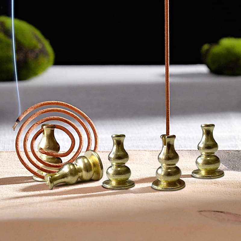 Gourd Incense Holder Stick Incense Coil Incense Holder Alloy Fireproof Cotton Home Indoor Incense Burner Accessories Buddhist Altar Supplies Decoration
