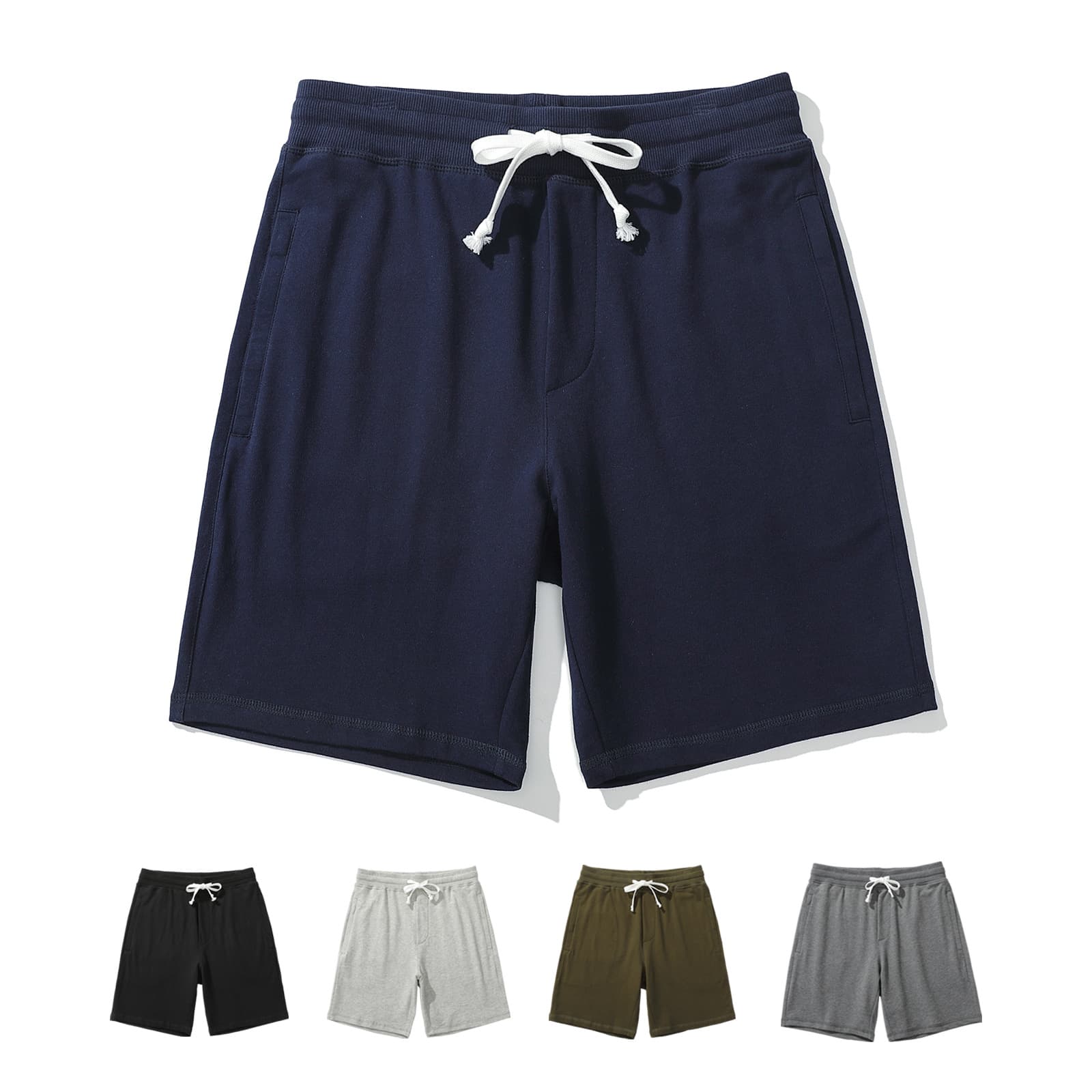 European Size Men's Clothing 2022 Summer Men's All-Cotton Zipper Shorts Ribbed Waistband Five-Point Shorts Sports High-Waisted Pure Cotton