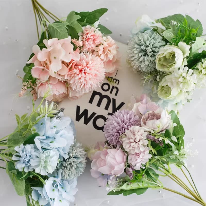 7 fork bouquets of roses and peonies in hand bouquet wedding scene layout artificial flowers fake flower bouquet living room decorations
