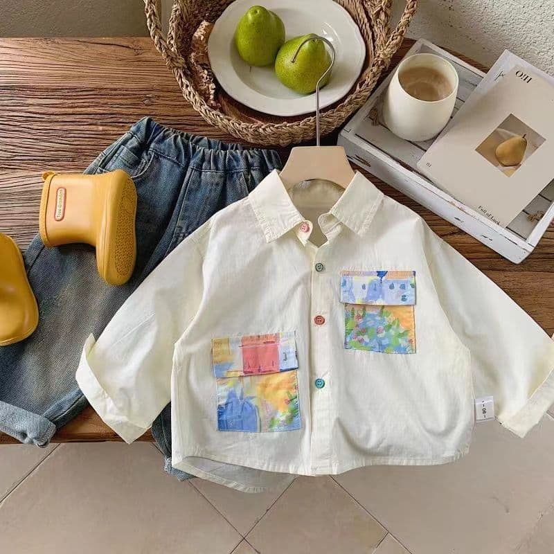 Children's shirt boys Korean casual tops girls 2025 summer new baby cartoon painted cotton jacket