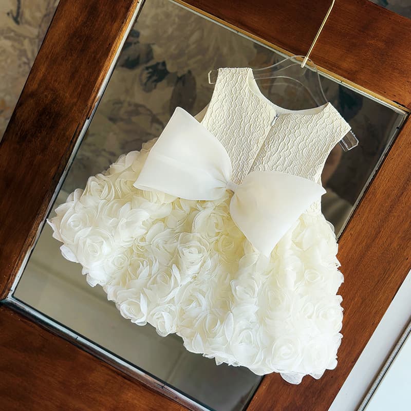 Baby Girl Dress Summer 2025 Birthday Party White Little Girl Flower Girl Dress Infant Princess Dress Children's Gown