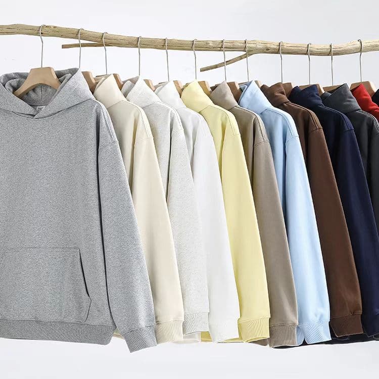 Cotton-Like Composite Double-Layer Hooded Sweatshirt Women's Fleece-Lined Loose Drop Shoulder Solid Color Blank Version Unisex Energetic Trendy