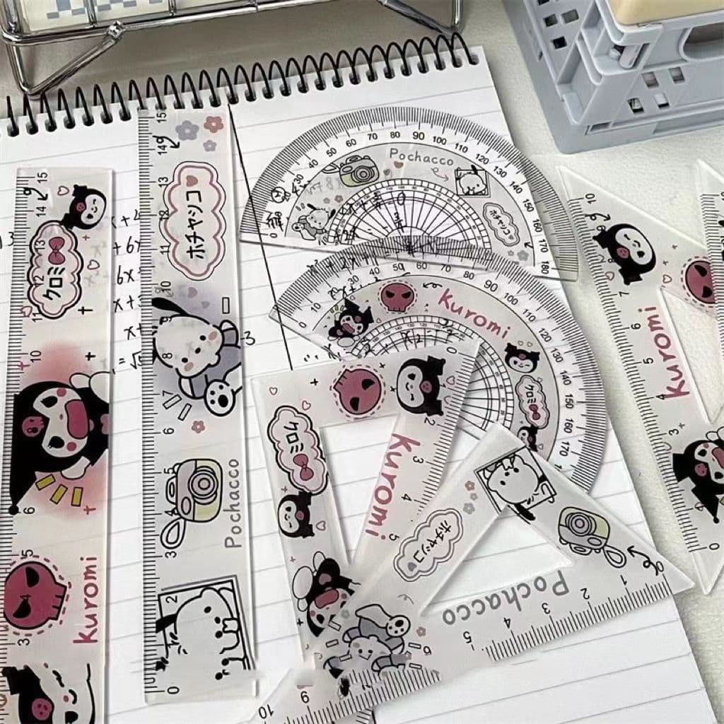Kuromi ruler set, Pacha dog ruler four-piece set, acrylic ruler student ruler set production