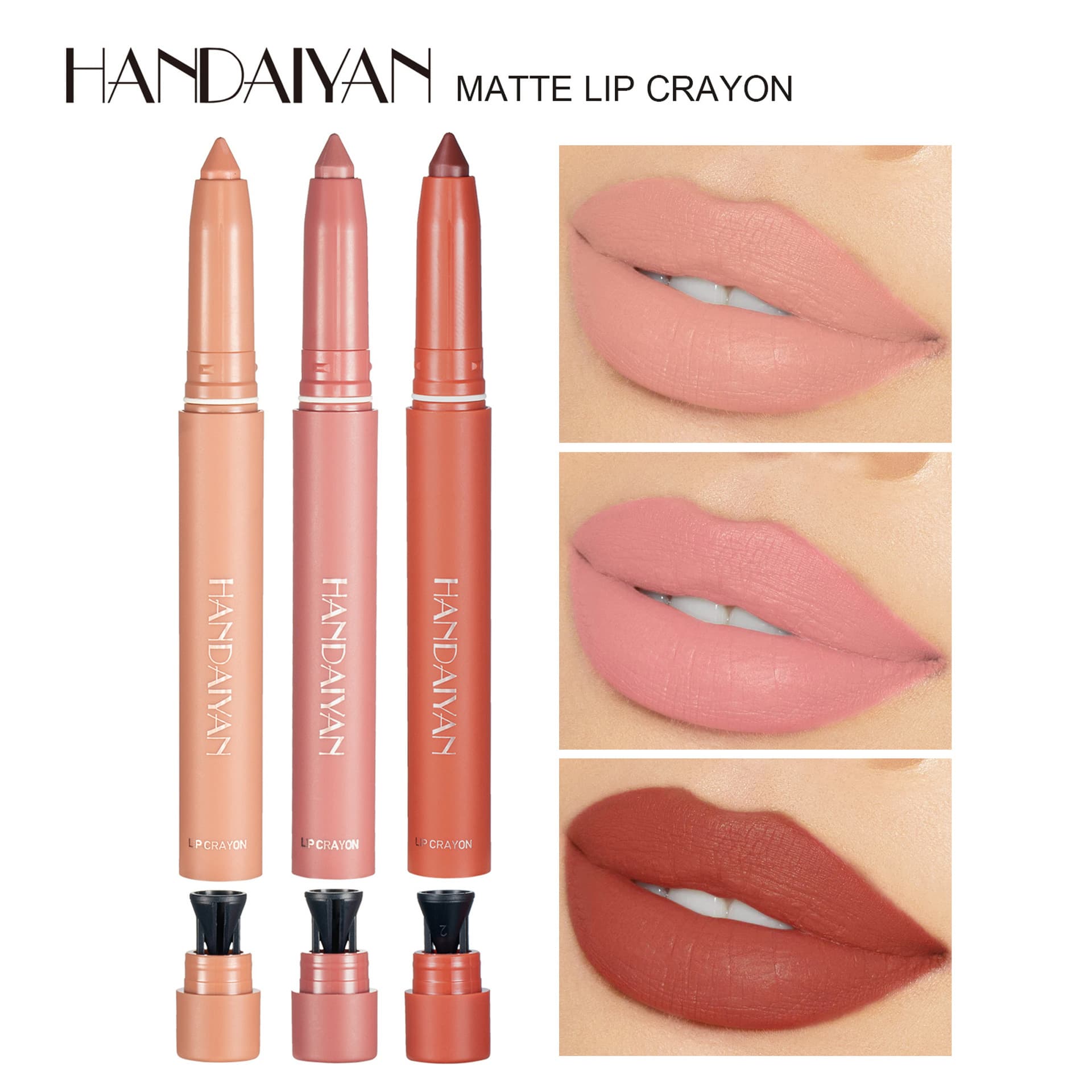 Cross-border Selected 12-Color Matte Lip Liner Pencil Set, Retractable and Sharpenable Dual-Use HANDAIYAN