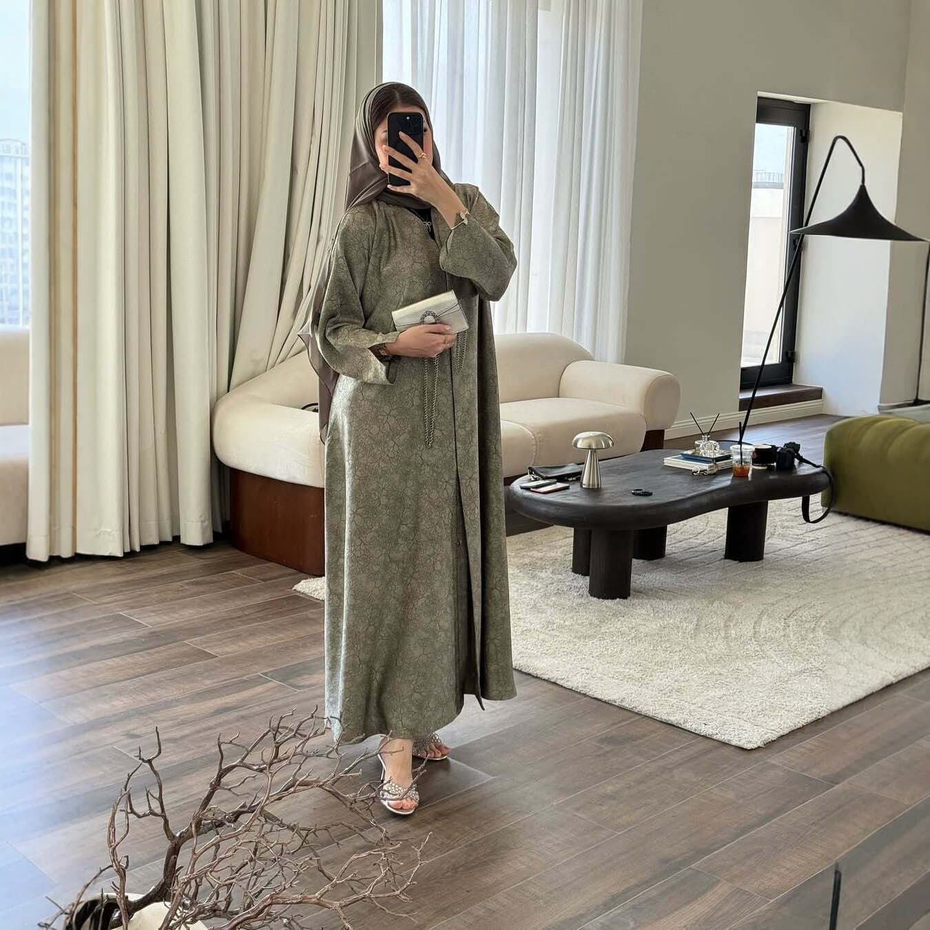 European and American Cross-Border Women's Fashion 2026 Best-Selling Olive Green Long Dress Commuter Elegant Women's Dress