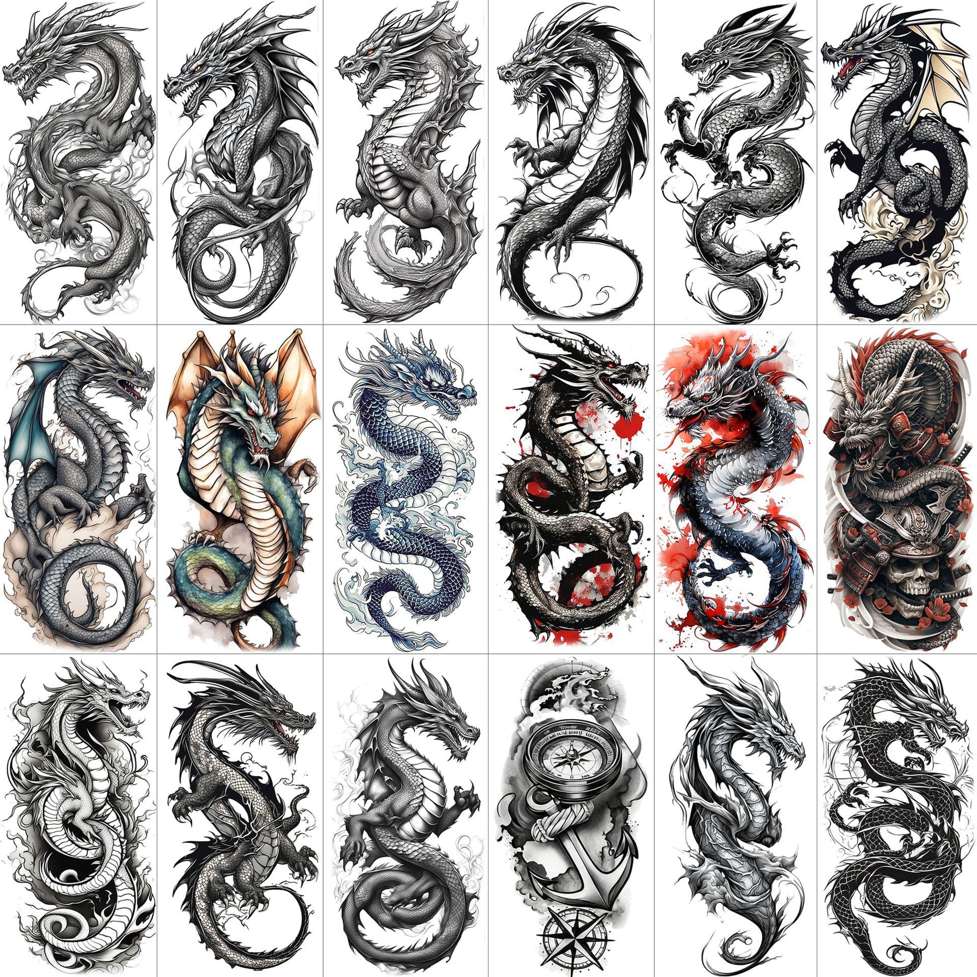 Cross-border Dragon Totem Tattoo Sticker Long-lasting Non-fading Realistic Leg Tattoo Sticker TEMU European and American Tattoo