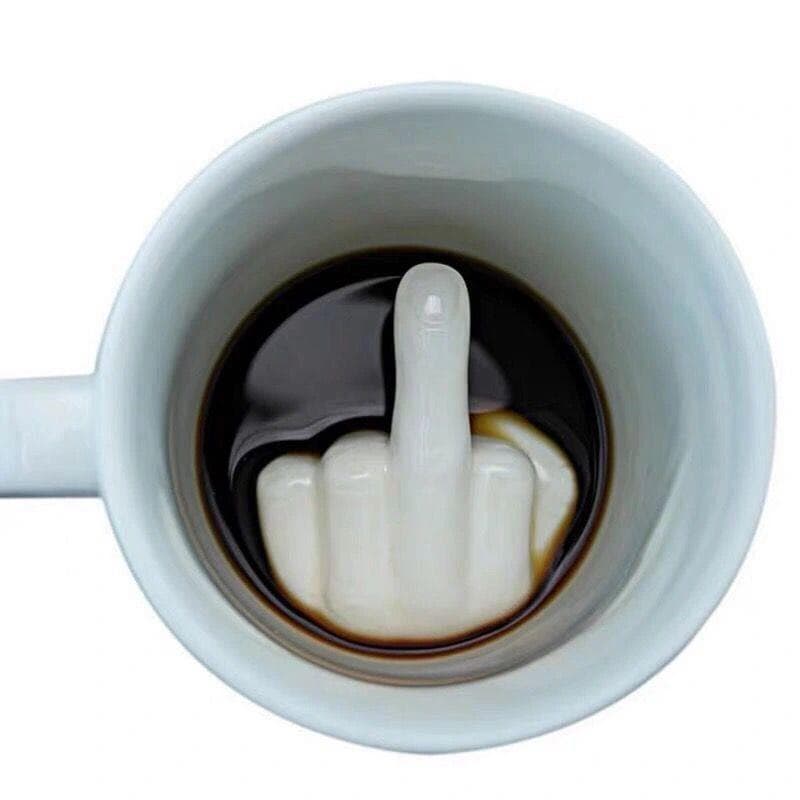 Quirky Water Cup with Creative and Unique Fuck Middle Finger Design, Ceramic Coffee Mug, up Yoursmug, Funny