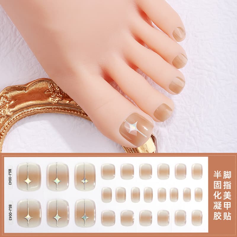 Zhengxiang Custom Semi-Cured Gel Toenail Stickers Four-Pointed Star Toe Gel Nail Art Stickers Nail Polish Stickers