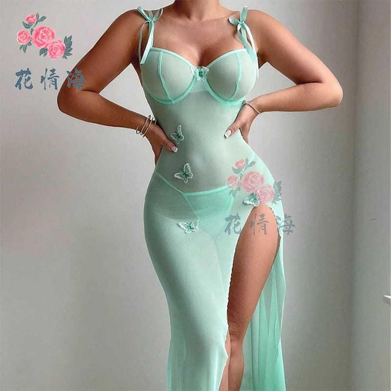Flower Love Sea Cross-Border Temu Popular Sexy Mesh Butterfly Suspender Skirt Amazon Plus Size Women's Wear A1063