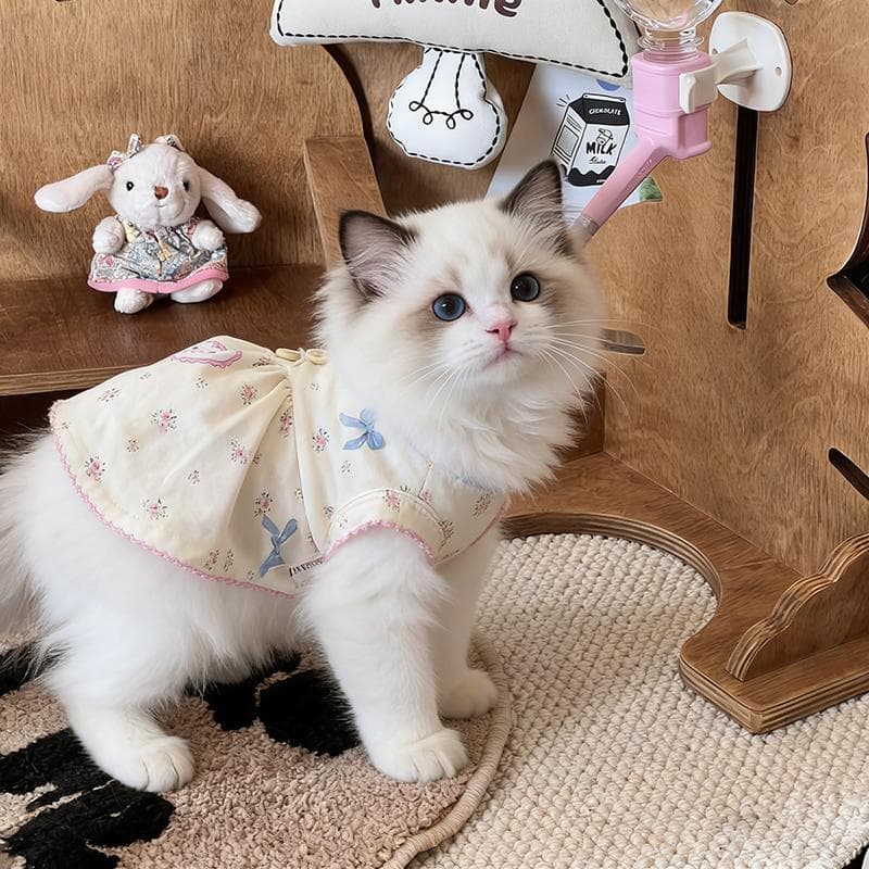 Cat Clothing Summer New Style Small Puppy Ragdoll Golden Chinchilla Kitten Cute Floral Print Vest Dress