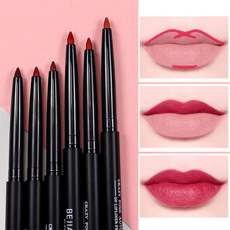 Bijiang Lip Liner Pencil - Non-Fading, Auto-Rotating, Waterproof, Long-Lasting Lip Pencil, Official Authentic, Dusty Rose
