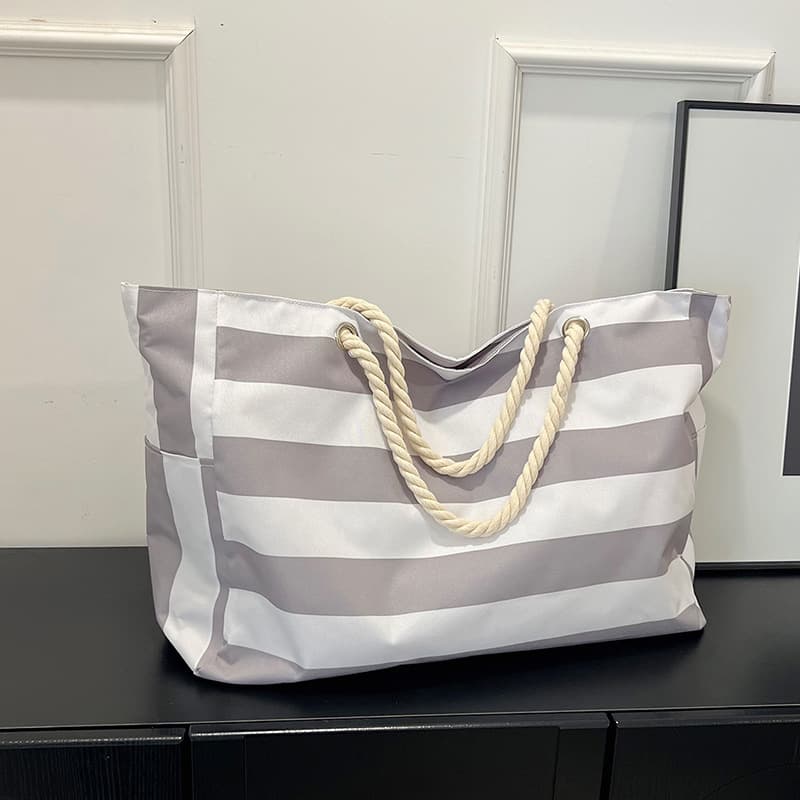 Fresh Striped Large Capacity Underarm Bag for Women 2025 New Canvas Bag Casual Student School Bag Tote Bag