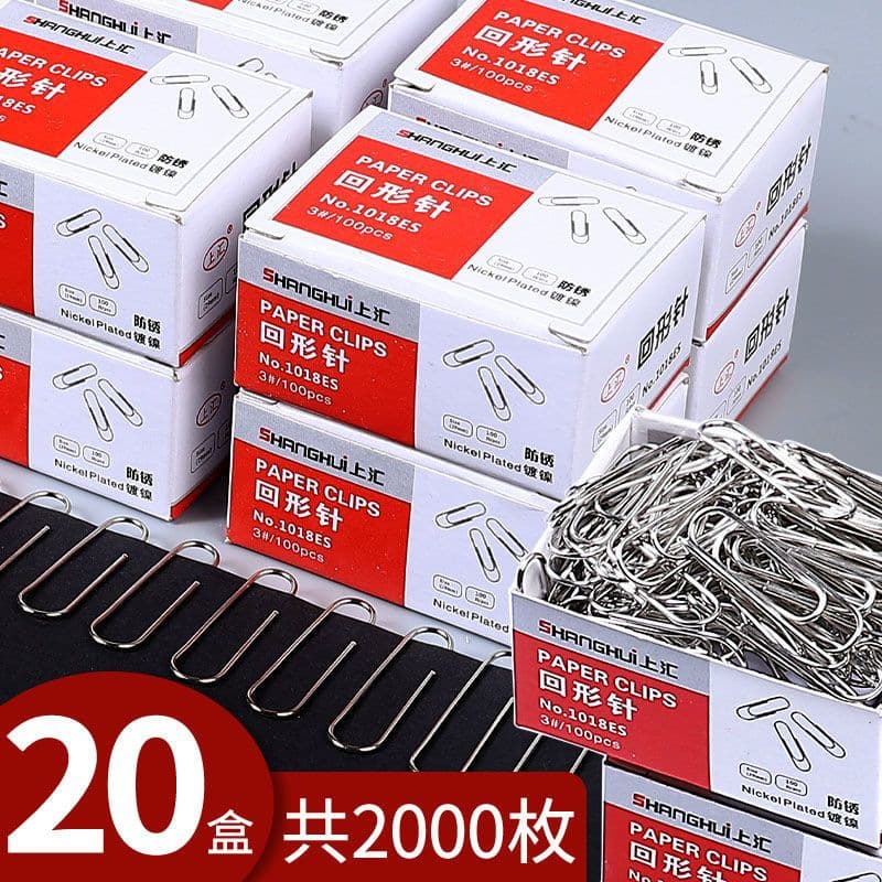 Metal clips, paper clips, boxed U-shaped needles, color anti-rust, large whirly paper clips, invoice storage, 100 pieces