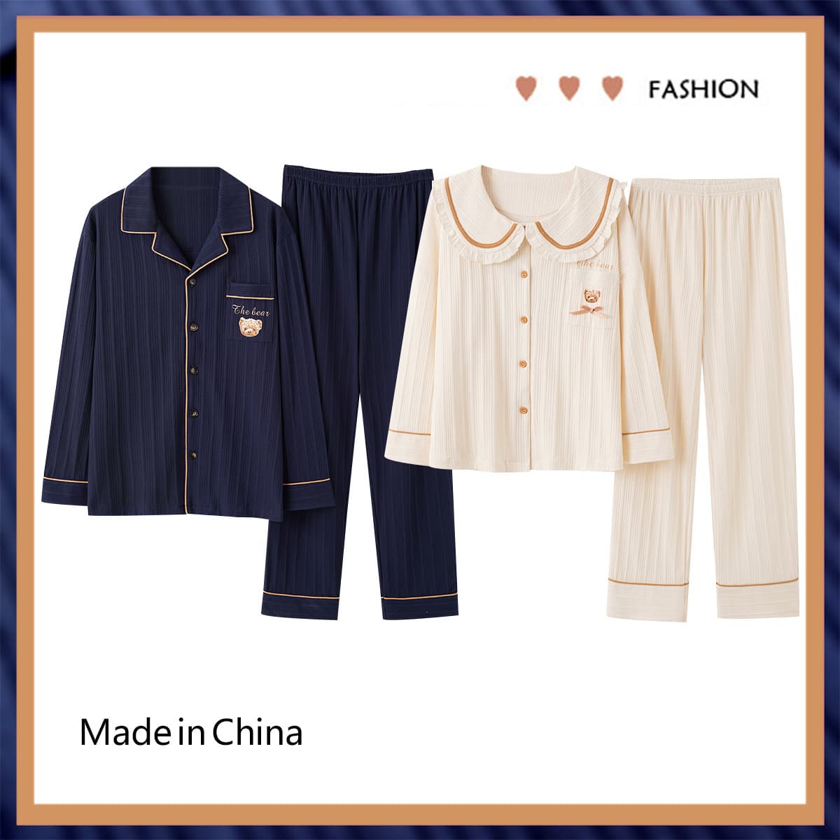 Couple Pajamas Spring Long Sleeve Cotton Korean Cute Women Loose Plus Size Men Autumn Winter Homewear Set