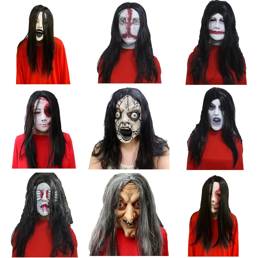 Horror Mask for Role-Playing Games, NPC Male and Female Mask Headgear, Escape Room Ghost Costume, Halloween Party