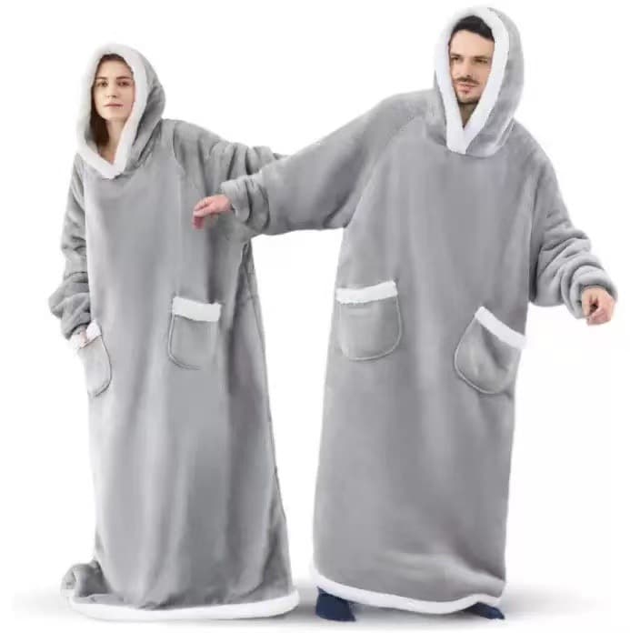 New Lazy Pullover Sleepwear for Women, Warm Fleece Hoodie, TV Manufacturer Cold-Weather Coat, Long Style