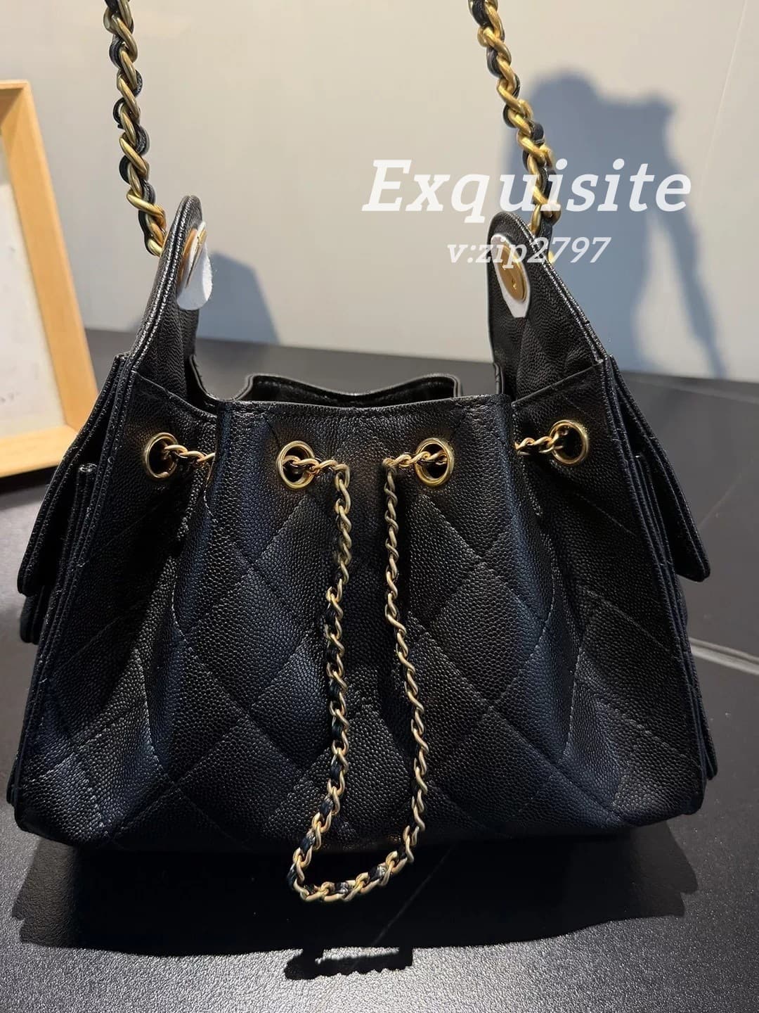 25 Bags New Hobo Oiled Wax Calfskin Diamond Quilted Chain Mini Bucket Bag Underarm Tote Bag Large Capacity Single Shoulder Bag