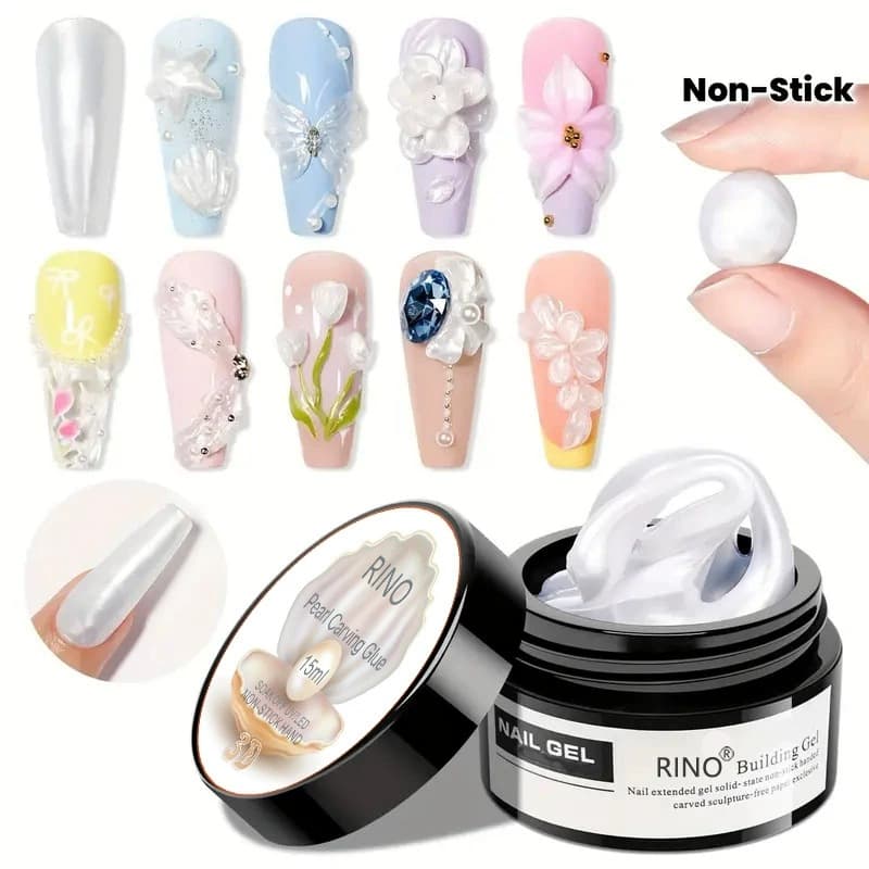Cross-border Nail Satin Carving Gel White Pearl Satin Non-sticky Hard Extension Gel 3D Modeling Gel Wholesale
