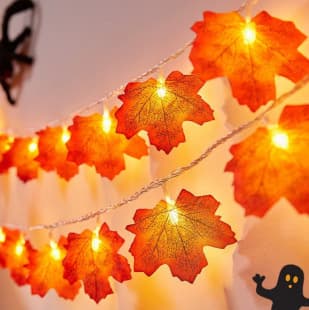 Halloween Maple Leaf Light String, LED Battery Box Color Light String, Courtyard Holiday Decorative Pumpkin Maple Leaf Light String