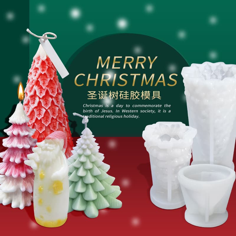 Misong Christmas Silicone Mold Snowman DIY Gingerbread Man Christmas Tree Scented Candle Plaster Ornament Mold