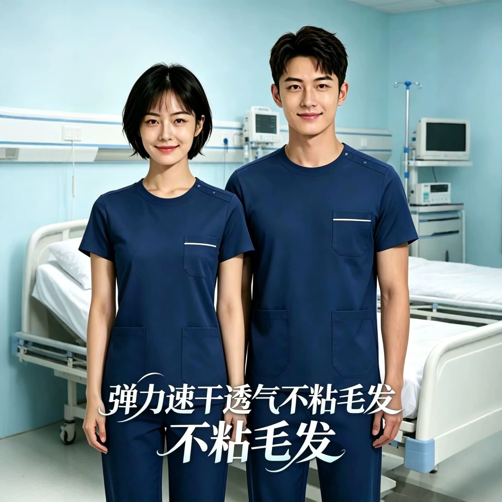 Round-neck elastic quick-drying surgical gown, special operating room hand-washing gown for medical care, doctor's overalls, short-sleeved scrubbing gown for women