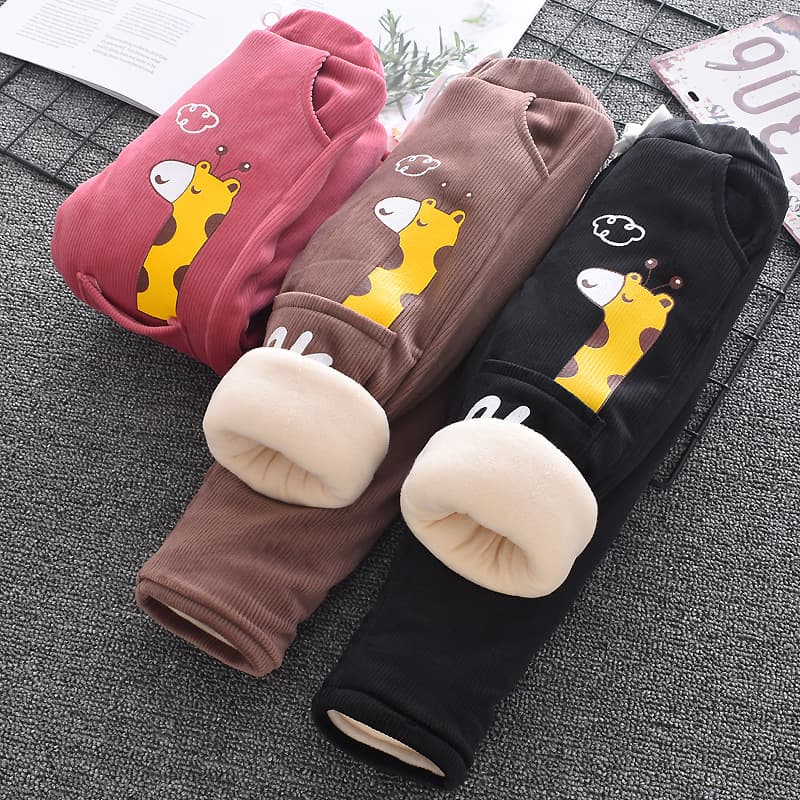 Baby Cotton Pants Boys Three-Layer Fleece-Lined Thickened Girls Pants Children Winter Outer Wear Kids Baby Cotton Padded Warm