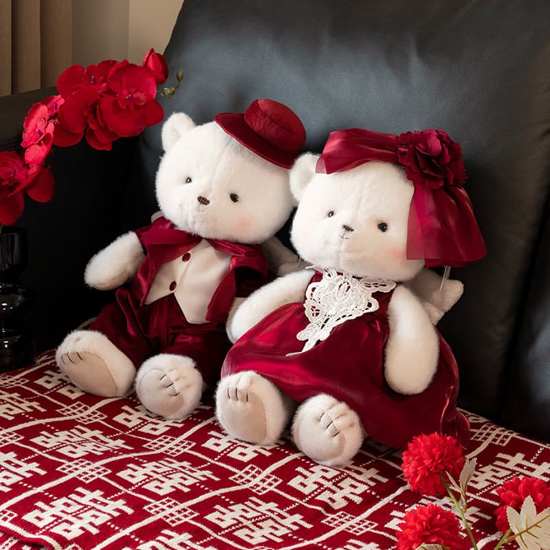 Vini Wedding Premium Bedding Dolls Pair - New High-end Double Happiness Ornaments for Wedding Decor