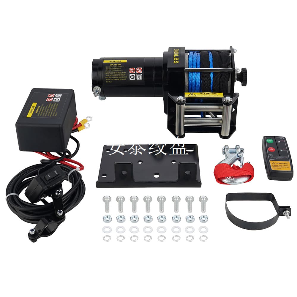 Manufacturer Low-Price Promotion 12V/24V 3000 lb Nylon Rope Electric Winch, ATV Winch, Antai Winch