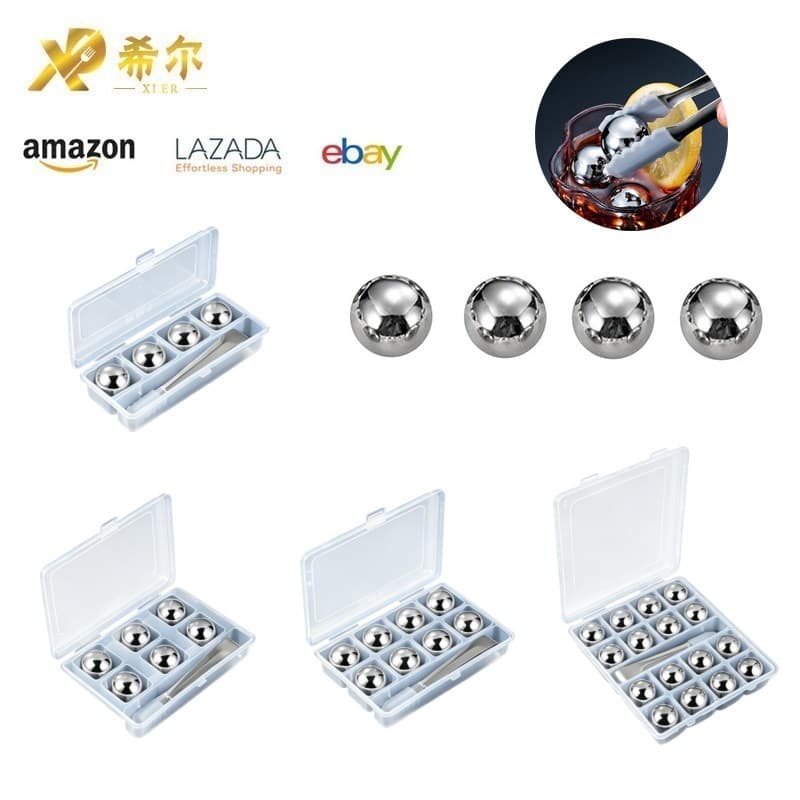304 Stainless Steel 30mm Round Ice Balls for Coffee, Drinks, Beer - Rapid Cooling Reusable Metal Ice Cubes