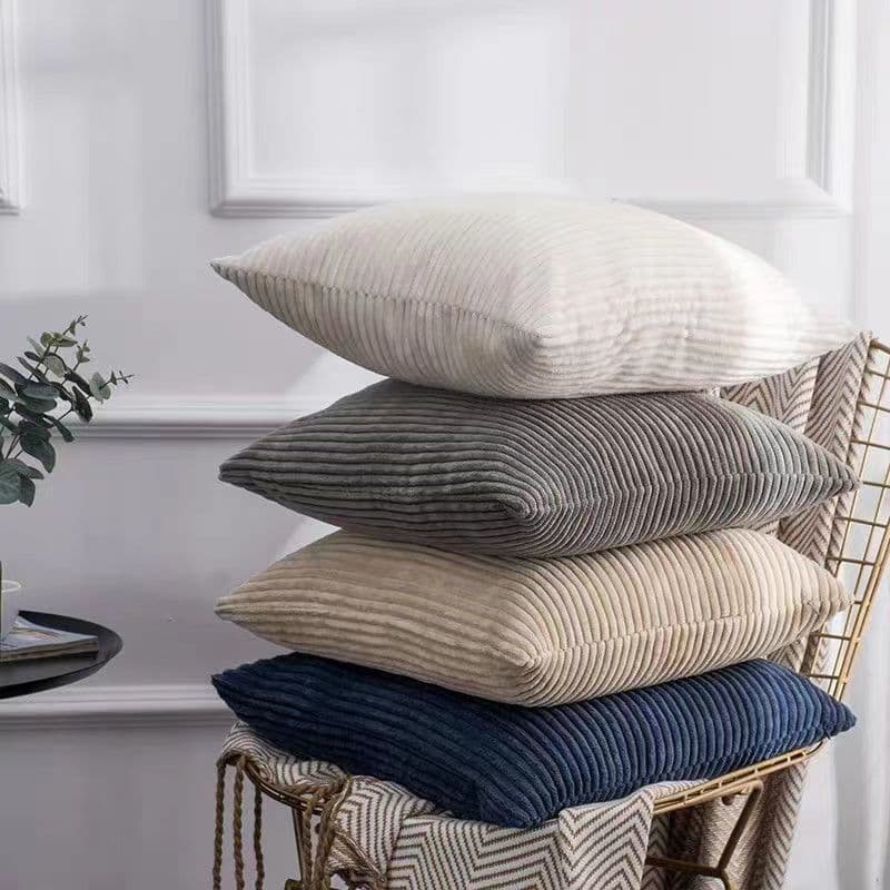 Corduroy Solid Color Throw Pillow Cover for Sofa, Cushion, Back Support, Office Simple Style, Popular Online Trend