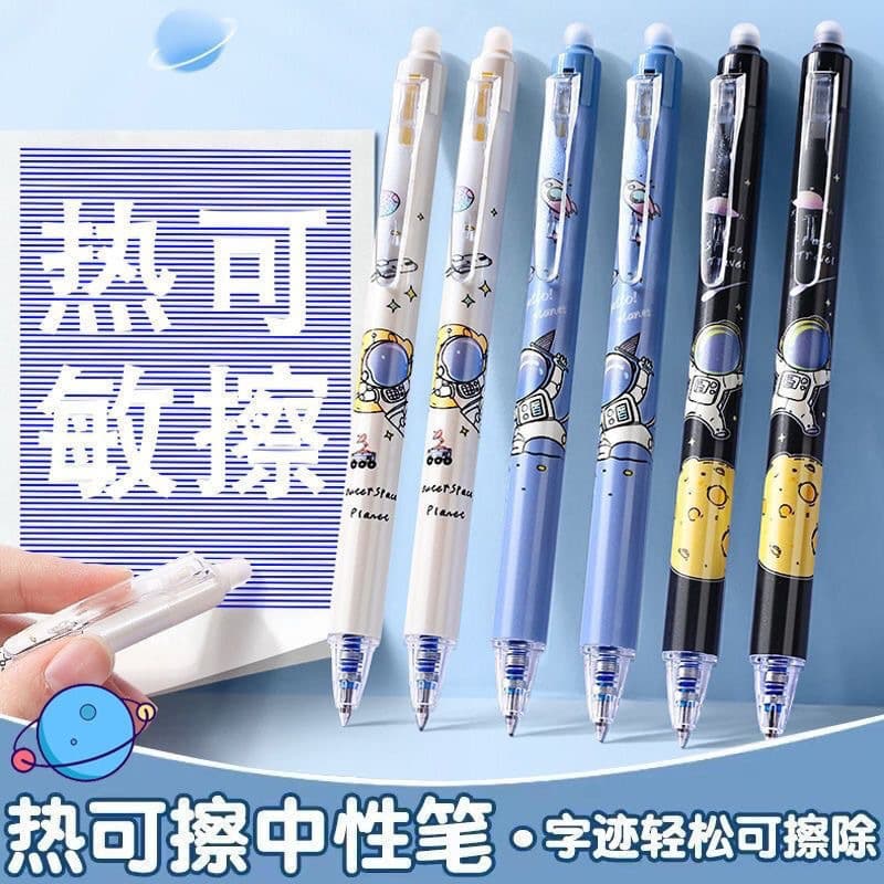 Astronaut press erasable pen ST crystal blue rubable charcoal black hot erasable gel pen student can correct the pen