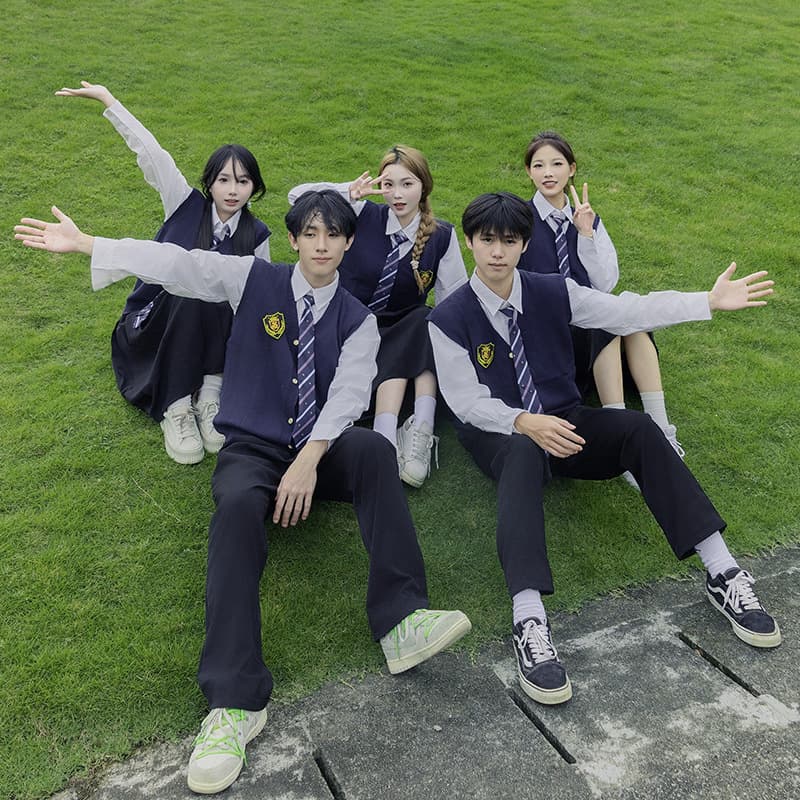 Preppy Vest High School Sports Meet Chorus Performance Outfit Middle School Graduation Season Class Uniform Set