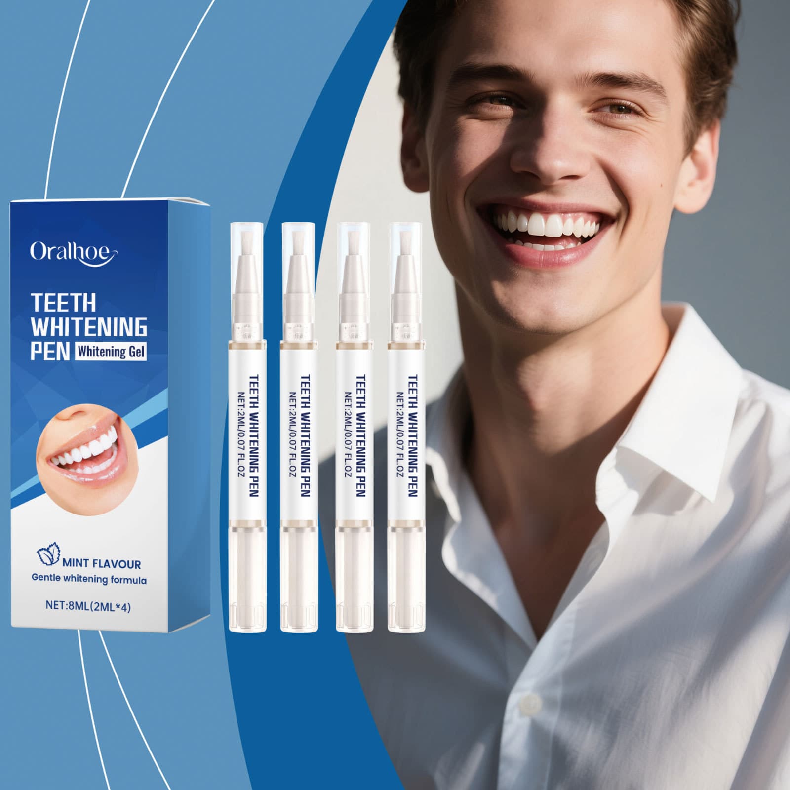 ORALHOE Teeth Whitening Brightening Set Pen Gentle Clean Fresh Portable Care Set Pen