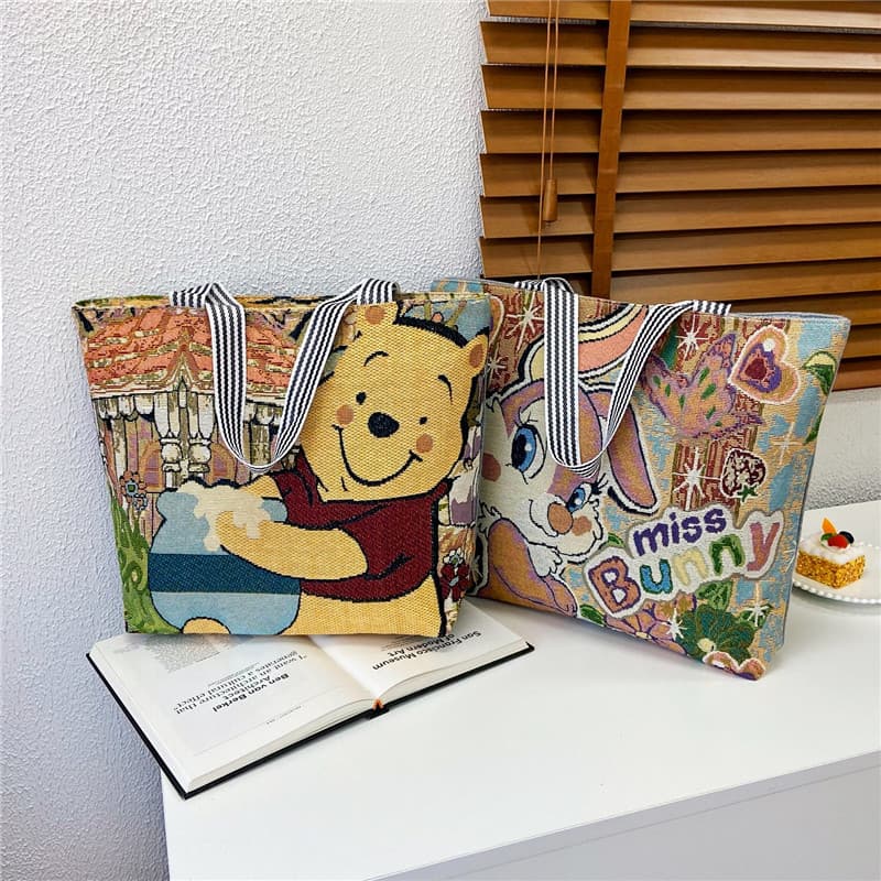 Manufacturer wholesale embroidered Mickey Winnie Bear Rabbit bag casual travel portable shoulder bag large capacity women's bag