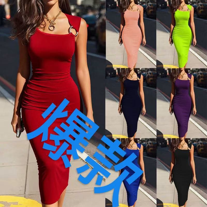 In Stock 2026 Elegant Off-Shoulder Bodycon Long Dress Sophisticated Slim-Fit Women's Dress